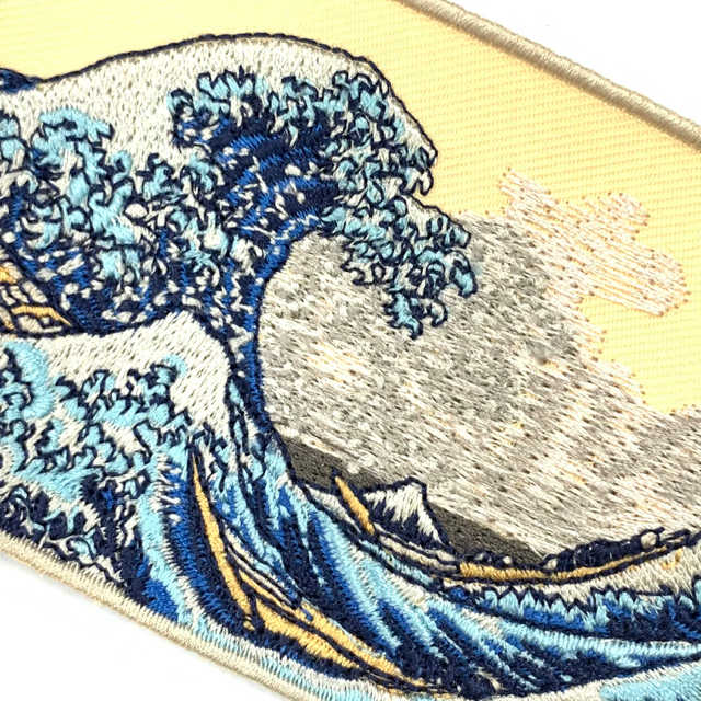 神奈川沖浪裏 日本浮世繪刺繡徽章 胸章 立體繡貼 裝飾貼 葛飾北齋  繡片貼 燙布貼紙