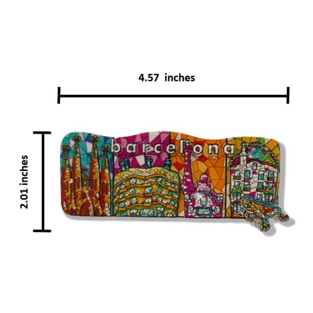 西班牙巴塞隆納景點可愛磁鐵+西班牙 桂爾公園布章【2件組】彩色磁鐵 冰箱磁鐵 白板磁鐵 辦公磁鐵 特色地標磁鐵 立體磁