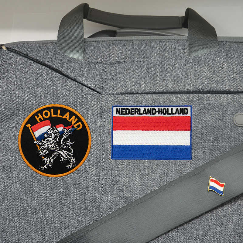 DIY衣飾立體繡貼 三件組荷蘭標誌＋荷蘭國旗刺繡+別針 補丁臂章燙 刺繡燙布貼