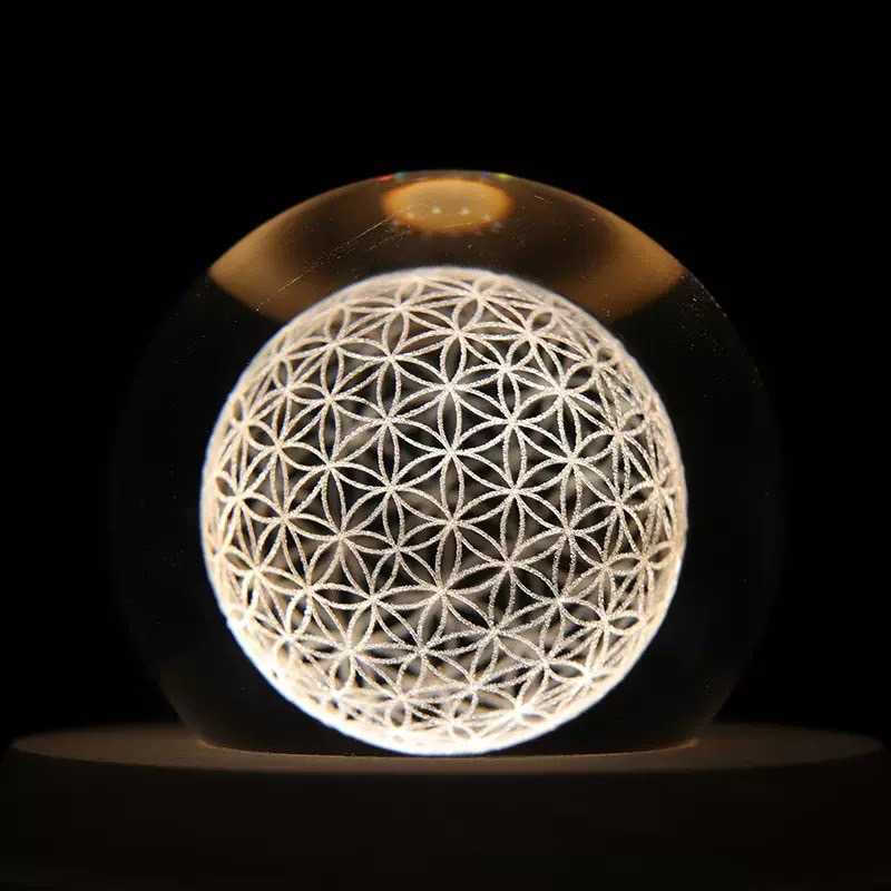 【All Splendid】生命永生花 水晶球 臺灣現貨 玻璃雷射雕刻 星空燈 7彩小夜燈 LED 燈 交換禮物