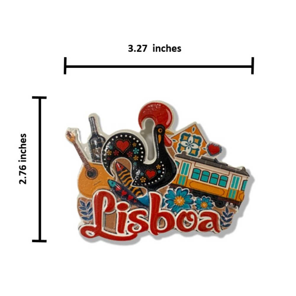 葡萄牙 里斯本四寶世界旅行磁鐵+葡萄牙 商業廣場刺繡徽章【2件組】彩色磁鐵 冰箱磁鐵 白板磁鐵 辦公磁鐵 立體冰箱貼