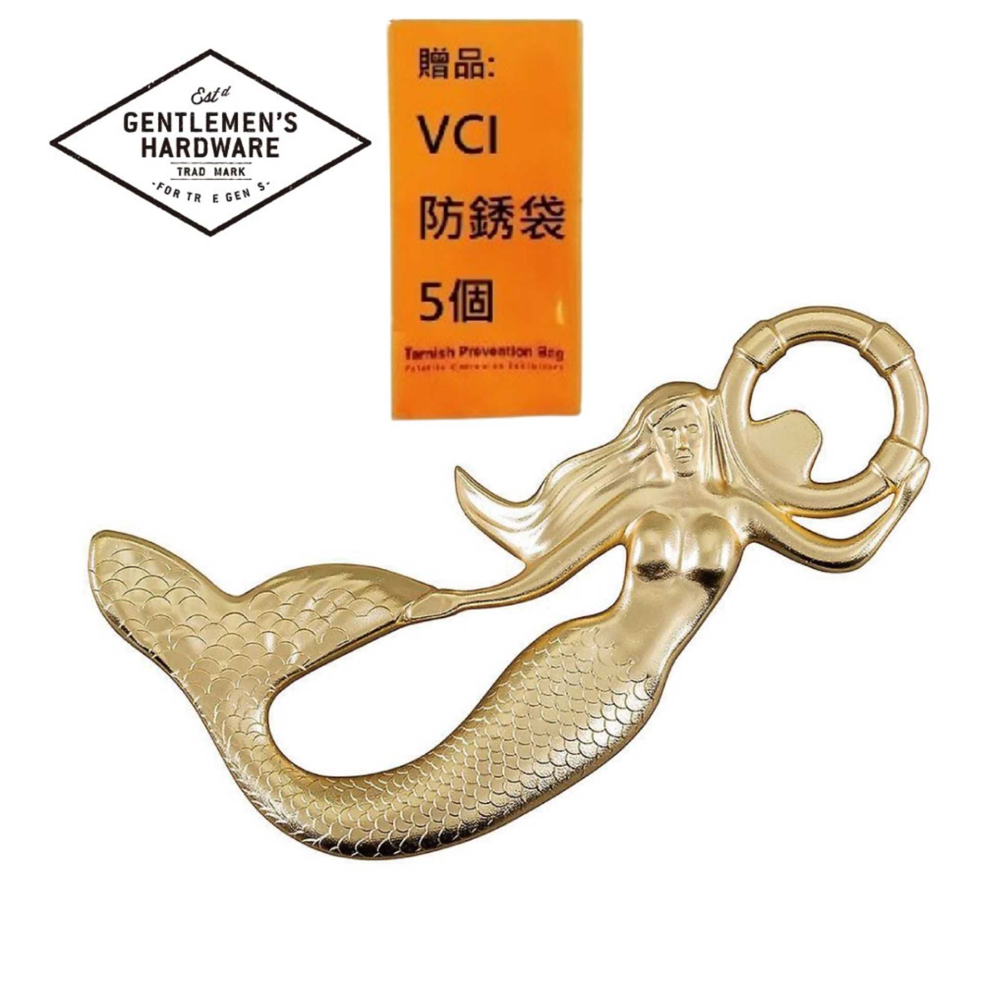 【Gentlemen's Hardware】金色人魚造型開瓶器 黃銅塗層、金屬