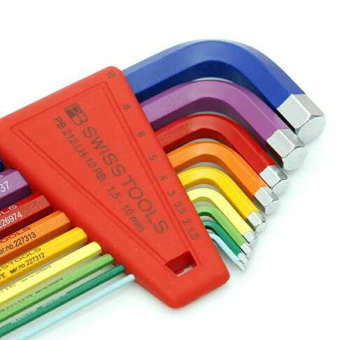 【PB SWISS TOOLS】加長球型六角板手組CN -彩虹系列 -9支組 PB-212.LH-10 RB CN 採用