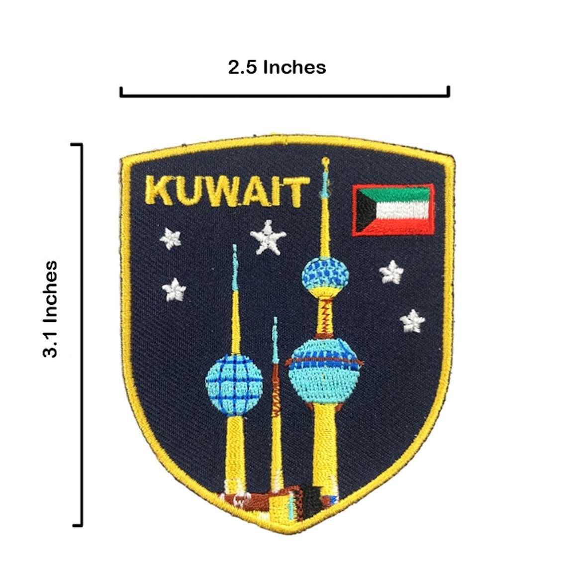 科威特塔夜景 刺繡背膠補丁 袖標 布標 布貼 補丁 貼布繡 臂章 旅遊紀念品