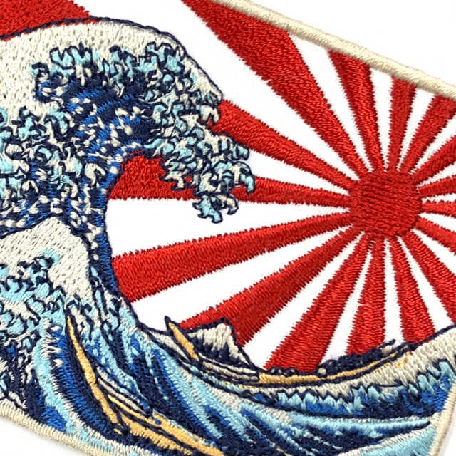 神奈川沖浪裏 粉紅櫻花 日本浮世繪 PATCH 刺繡背膠補丁 袖標 布標 布貼 補丁 貼布繡 臂章