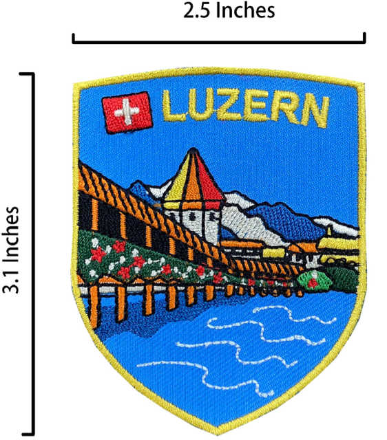 瑞士 琉森 刺繡貼布 電繡貼 背膠補丁 地標刺繡士氣章 貼章 補丁貼 燙布貼 徽章
