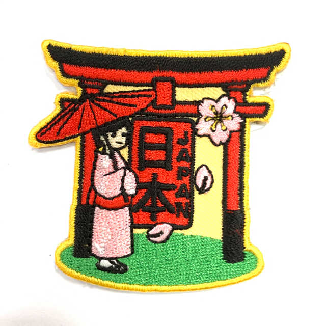 日本Q版 鳥居 皮夾 皮包 手機 刺繡貼布 電繡貼 背膠補丁標熨燙刺繡士氣章 貼章 補丁貼 燙布貼 徽章