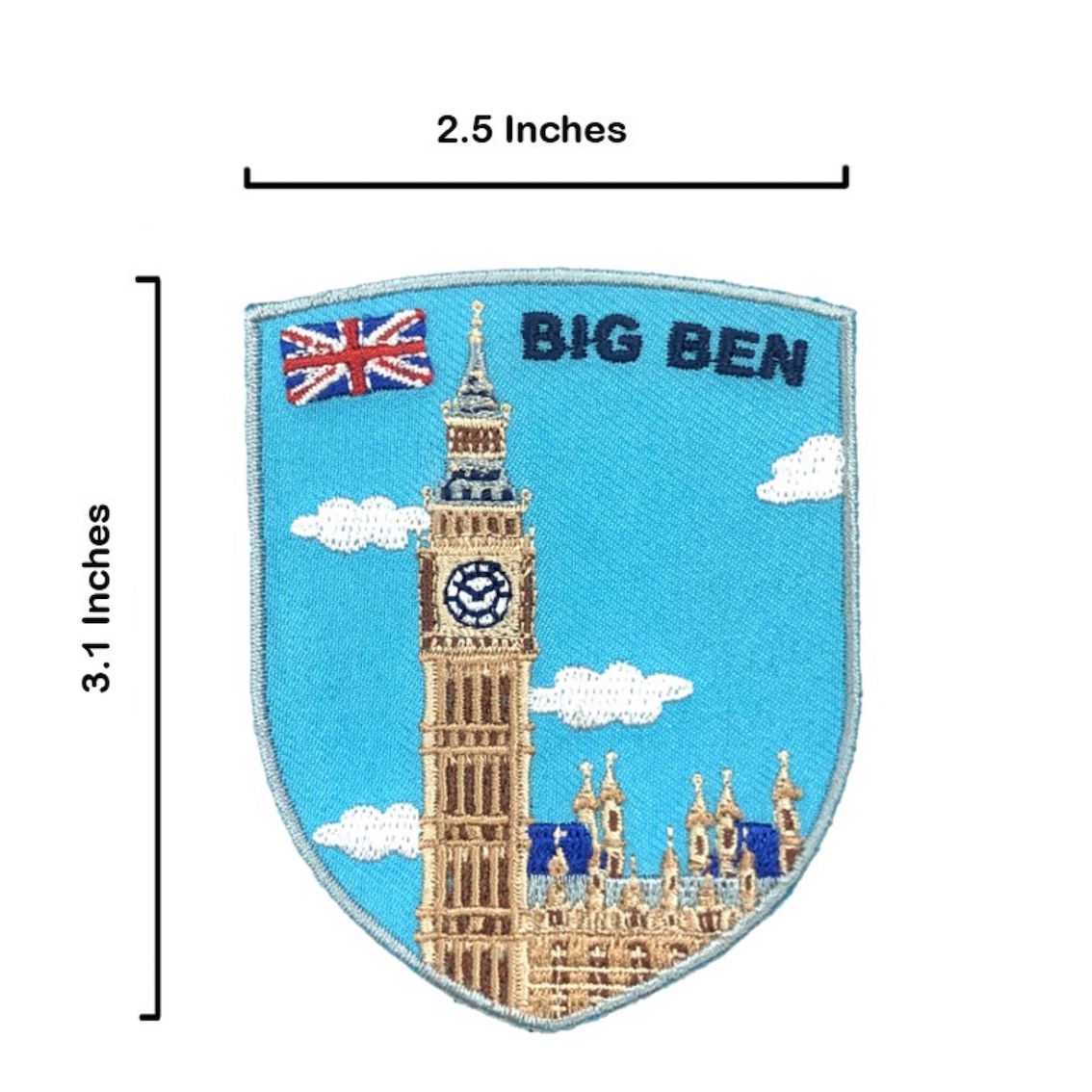 英國倫敦 大笨鐘 Big Ben 地標刺繡布章 貼布 布標 燙貼 徽章 肩章 識別章 背包貼