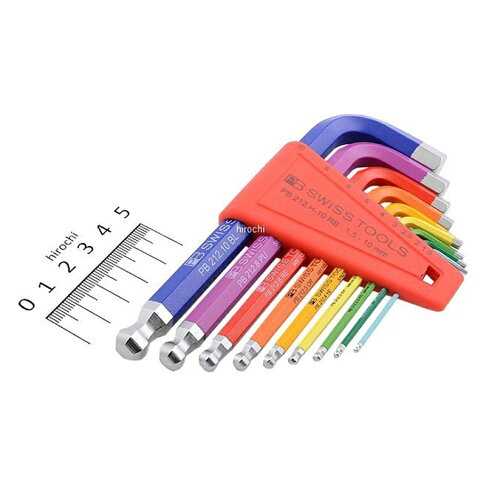 【PB SWISS TOOLS】B超短球型六角板手組 -彩虹系列 -9支組 PB-212.H-10 RB CN 內六角螺