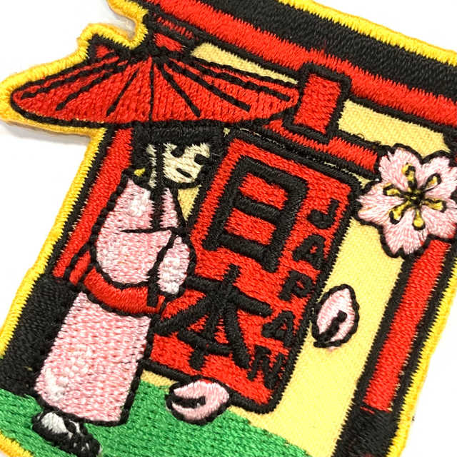 日本Q版 鳥居 皮夾 皮包 手機 刺繡貼布 電繡貼 背膠補丁標熨燙刺繡士氣章 貼章 補丁貼 燙布貼 徽章