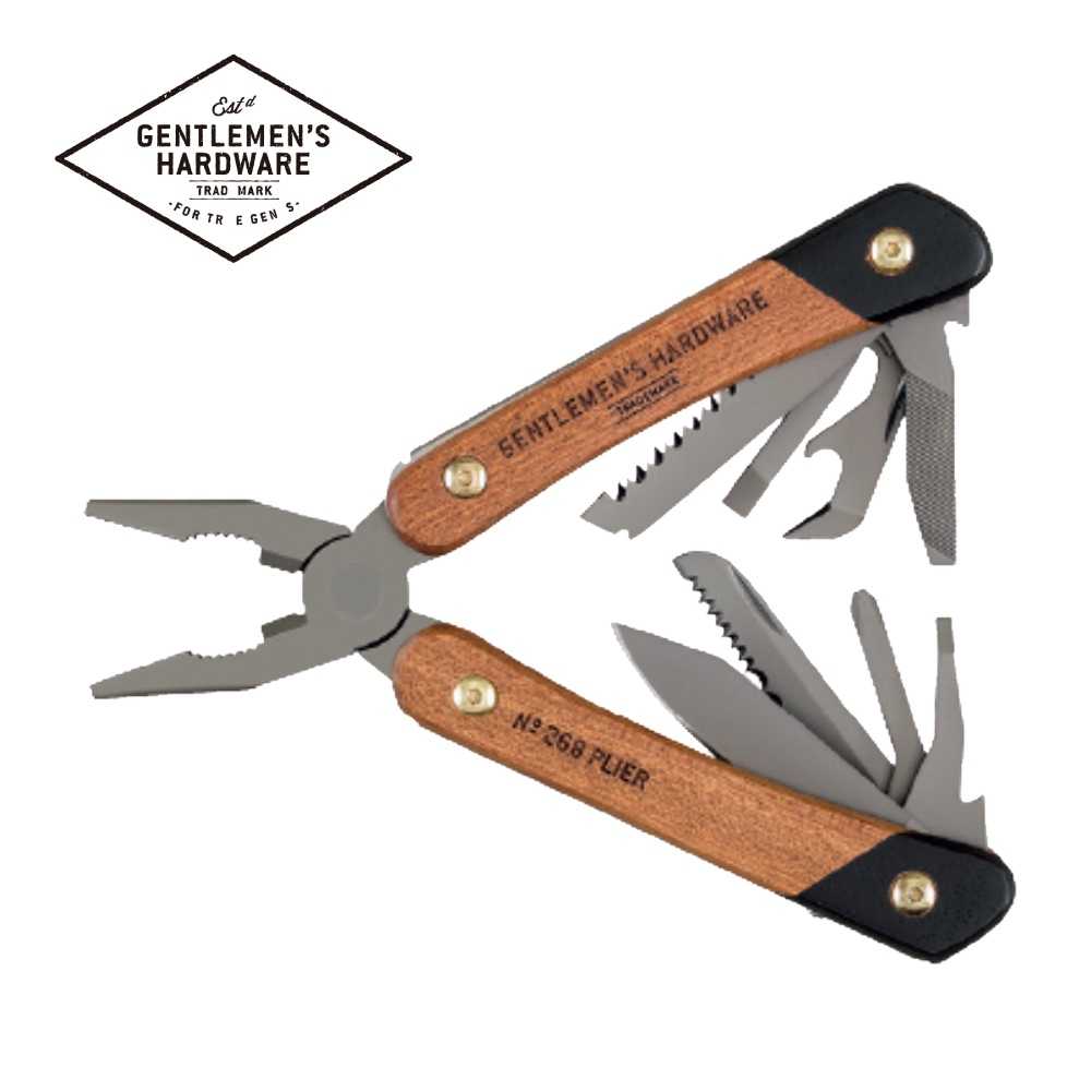 【Gentlemen\u0027s Hardware】鉗子多功能工具 帶木柄的 12 合 1 鉗子多功能工具