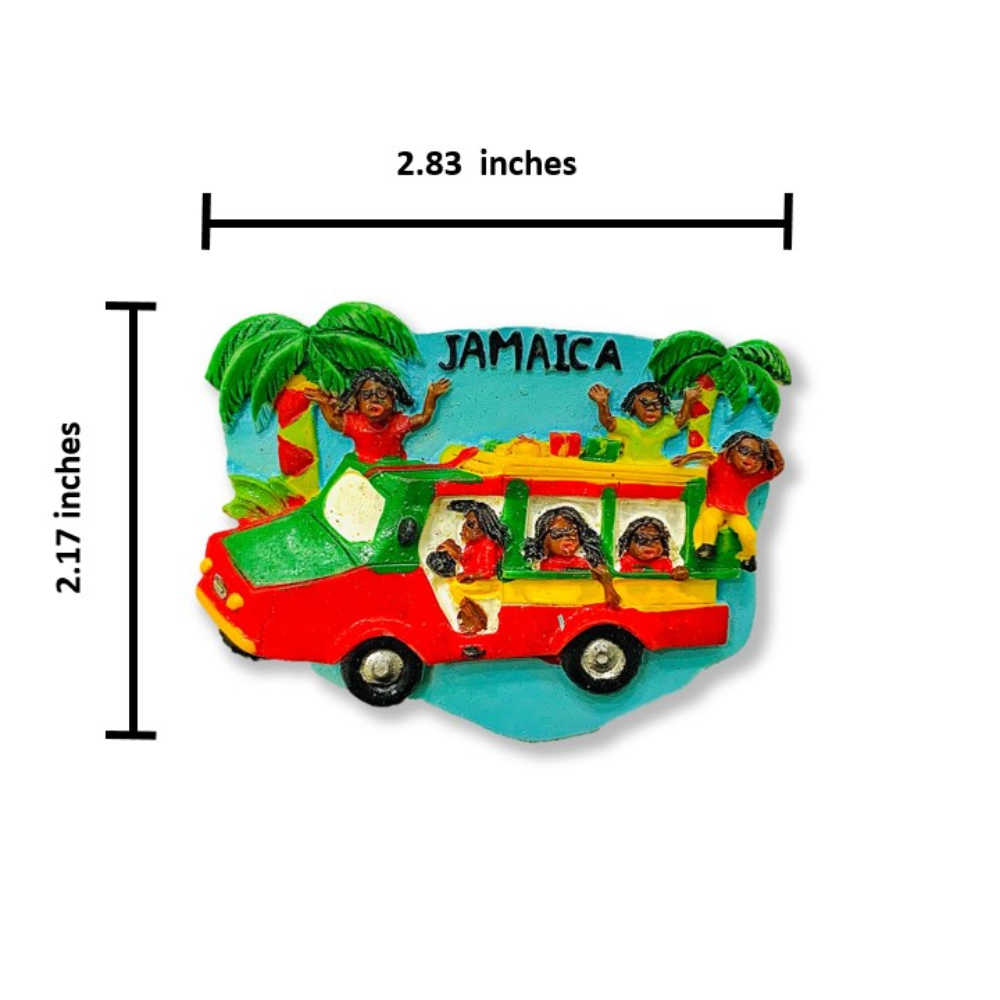 牙買加觀光車可愛磁鐵+巴布·馬利 雷鬼歌手外套電繡【2件組】世界旅行磁鐵  紀念品 磁性家居裝飾 交換禮物  造型磁鐵