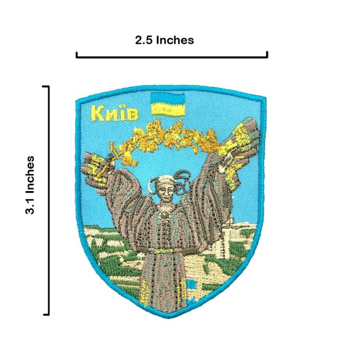 烏克蘭  基輔 獨立紀念碑少女熱燙補丁貼 熨燙袖標 背膠補丁布標 地標背膠刺繡士氣章 貼章 燙布貼 徽章
