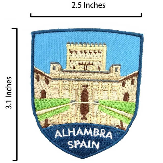 西班牙 阿爾罕布拉宮 SPAIN 旅遊徽章 胸章 立體繡貼 裝飾貼 繡片貼 燙布貼紙