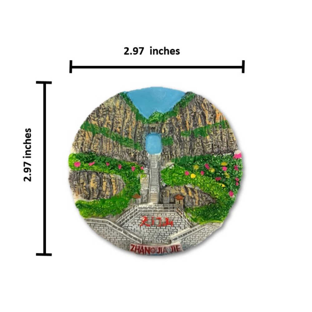 張家界天門山3D立體冰箱貼+中國 清朝 燙布貼【2件組】世界旅行磁鐵  紀念品 磁性家居裝飾 交換禮物  造型磁鐵