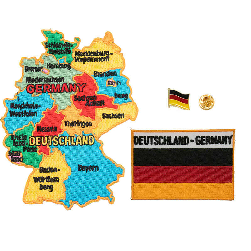 青年帽子布標貼 三件組德國地圖刺繡＋德國國旗刺繡+徽章 立體繡片貼 熨燙徽章布貼