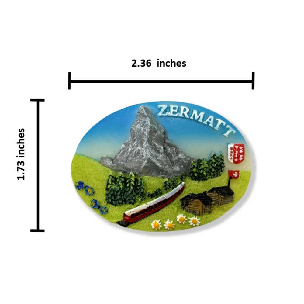 瑞士策馬特小列車紀念磁鐵+瑞士 馬特洪峰 (小火車) 布章【2件組】紀念磁鐵療癒小物 IG打卡地標 冰箱磁鐵可愛磁鐵