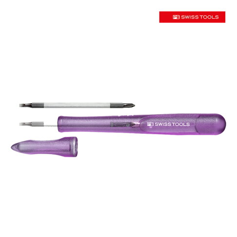 【PB SWISS TOOLS】筆型可換頭精密起子十字 -00號 -紫色 PB-168.00 PURPLE 原子筆式設計