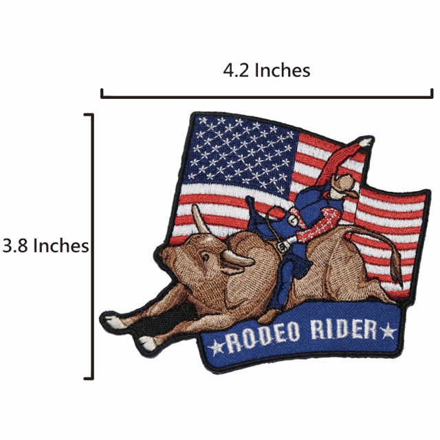 美國 RODEO RIDER(牛仔騎野牛) 熨燙背膠補丁 布藝徽章 熱燙刺繡士氣章 貼章 補丁貼 燙布貼 徽章