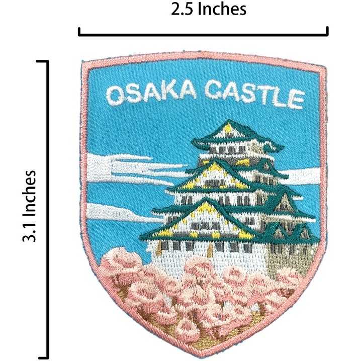 日本 大阪城 文青風格 帽子 熨斗貼布 熨燙布標 布藝徽章地標電繡背膠補丁 袖標 布標 布貼 補丁 貼布繡 臂章