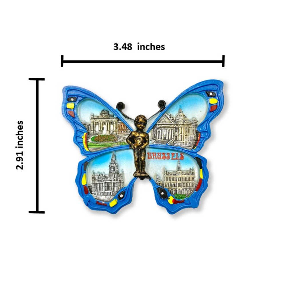 比利時蝴蝶特色地標磁鐵+根特徽章【2件組】紀念磁鐵療癒小物 IG打卡地標 冰箱磁鐵可愛磁鐵 卡通磁鐵 磁性家居裝飾