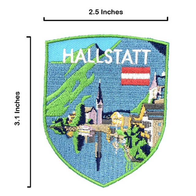 奧地利 哈爾施塔特湖 布藝刺繡背膠補丁 袖標 布標 布貼 補丁 貼布繡 INS 網紅打卡地標 臂章