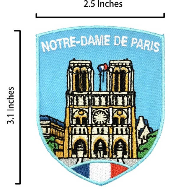 法國 巴黎聖母院 正面 地標熱燙刺繡士氣章 貼章 補丁貼 燙布貼 徽章