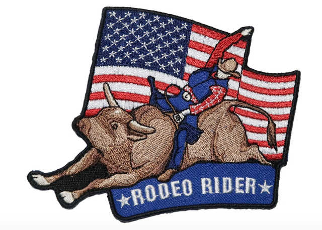 美國 RODEO RIDER(牛仔騎野牛) 熨燙背膠補丁 布藝徽章 熱燙刺繡士氣章 貼章 補丁貼 燙布貼 徽章