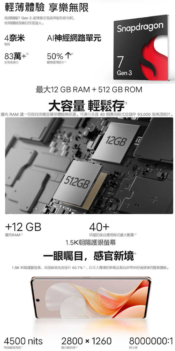 vivo V40 (12G/512G) AI柔光人像5G手機※送支架+盒內附保護殼※
