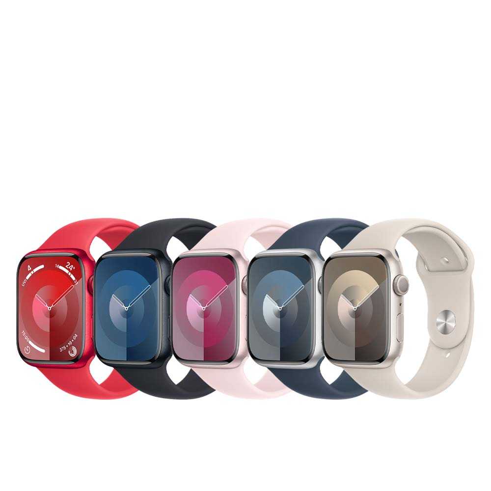 Apple Watch Series 9 (GPS版) 45mm鋁金屬錶殼搭配運動型錶帶-S/M