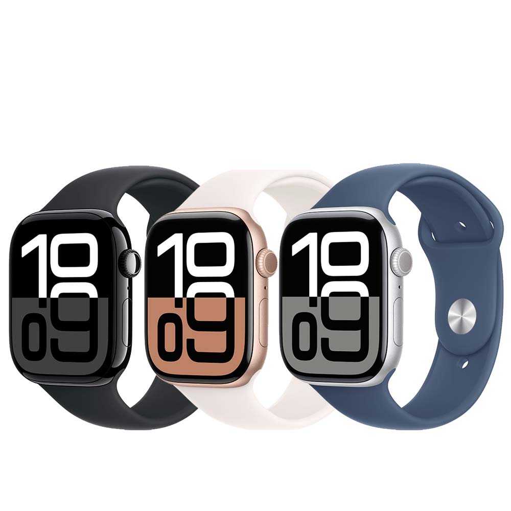 (預購)Apple Watch Series 10 (GPS+行動網路版) 46mm鋁金屬錶殼搭配運動型錶帶-M/L