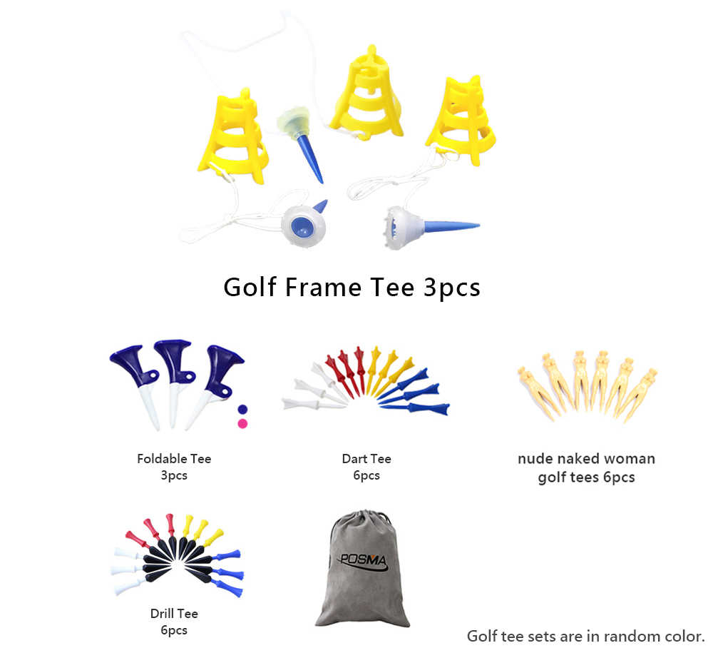 Posma GTS043高爾夫球球釘套裝-子母球釘3枚.可折合.裸女.鏢形. 鑽形球釘各6枚送絨布禮品袋