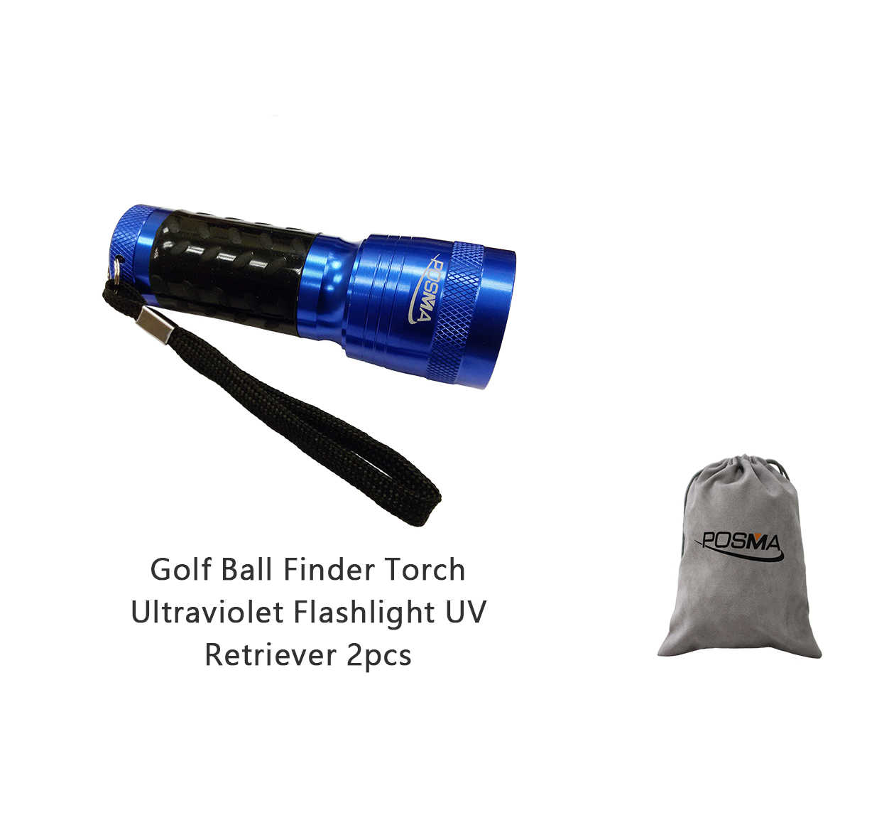 Posma GBT010A套組高爾夫球紫外線撿球手電筒2件裝禮盒＋Posma絨布禮品袋