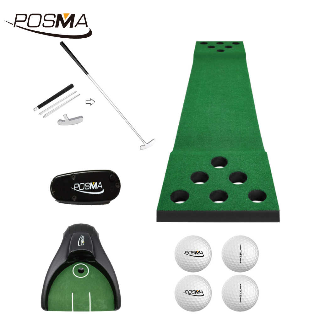 POSMA 高爾夫室內六孔果嶺推桿墊 草皮練習墊 ( 60cm X 300 cm) 訓練組合 PG510