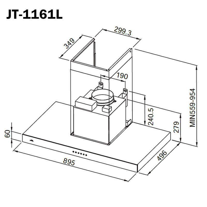 喜特麗【JT-1161L】90CM環吸觸控倒T排油煙機-不鏽鋼髮絲紋(含全台安裝)