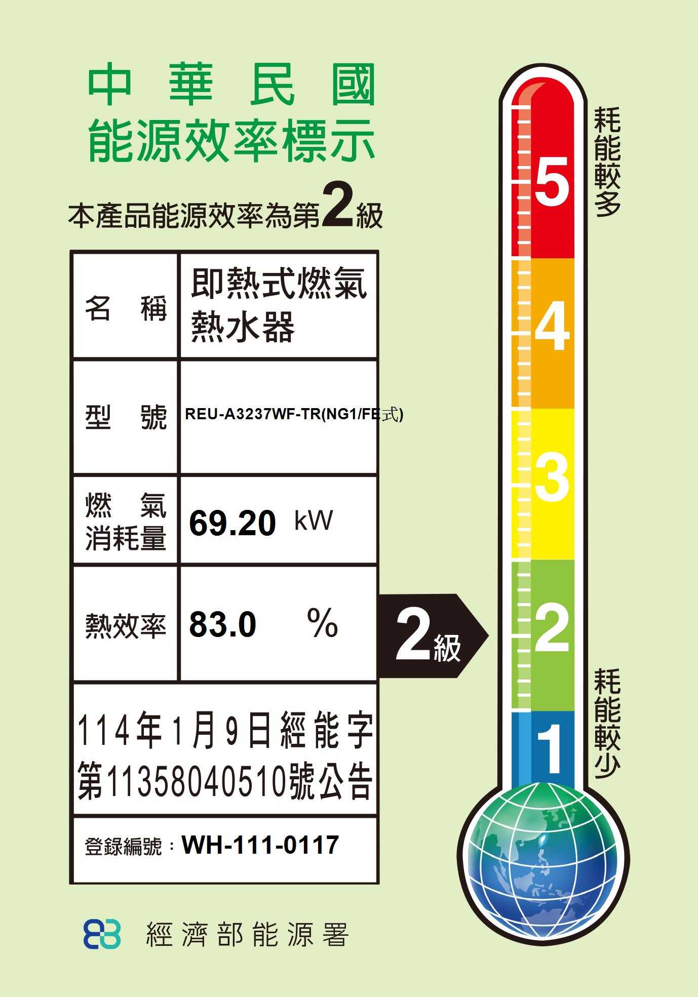林內【REU-A3237WF-TR_NG1】32L屋內型強制排氣熱水器 需另購溫控器 天然氣(含全台安裝)
