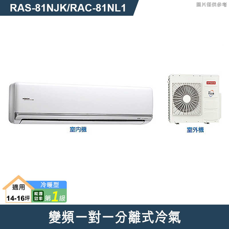 HITACHI日立【RAS-81NJK/RAC-81NL1】變頻一對一分離式冷氣(冷暖型) (標準安裝)