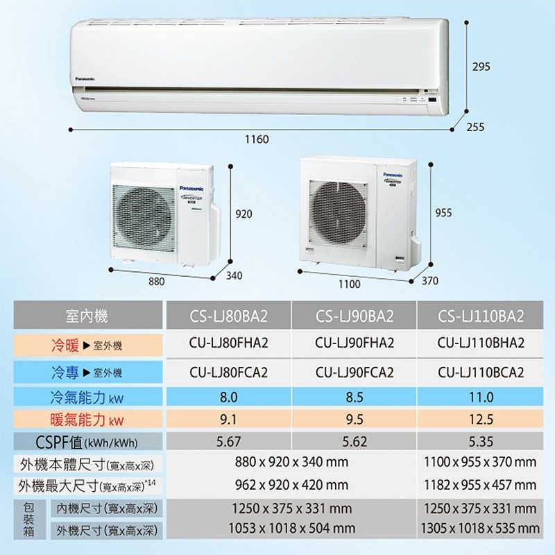 Panasonic國際【CS-LJ80BA2/CU-LJ80FHA2】一級變頻分離式冷氣(冷暖型)(含標準安裝)