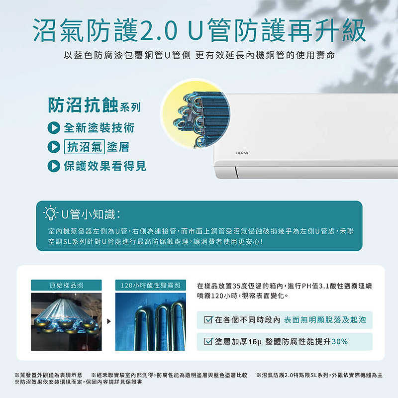 禾聯【HI-GK72/HI-GK72/HO2-GK150】R32變頻分離式冷氣-沼氣防護(冷專型)1級(含標準安裝)