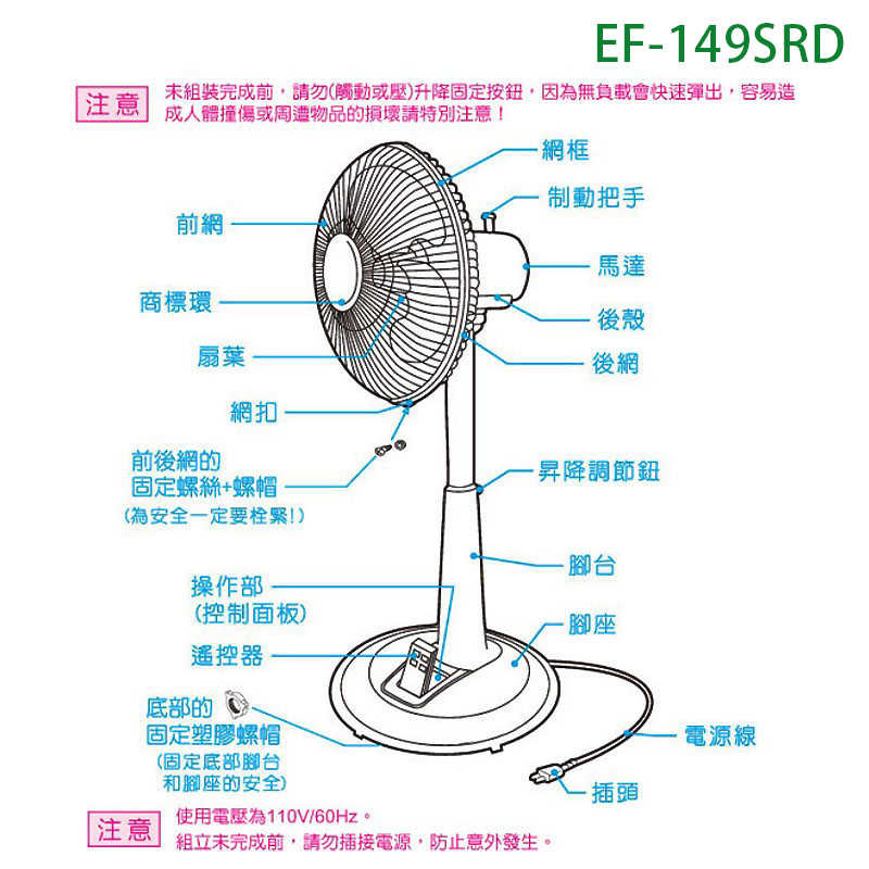 SANLUX台灣三洋【EF-149SRD】14吋電風扇(立扇)