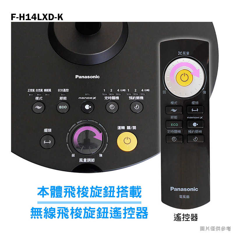 Panasonic國際家電【F-H14LXD-K】14吋7枚扇DC直流馬達清淨型電風扇-晶鑽棕