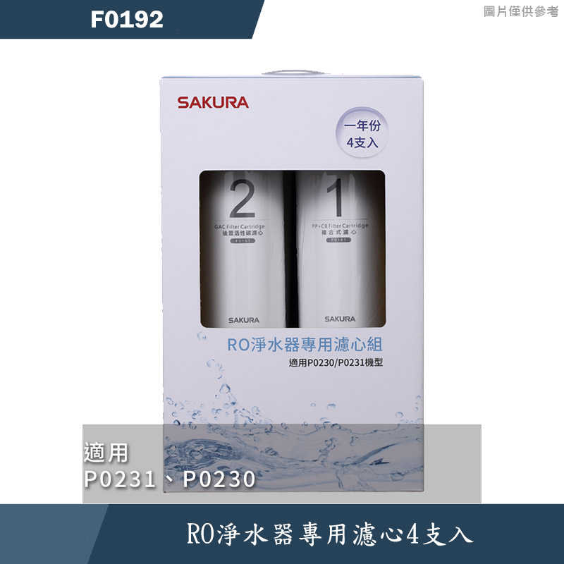 櫻花【F0192】RO淨水器專用濾心4支入(一年份)適用P0230/P0231(無安裝)