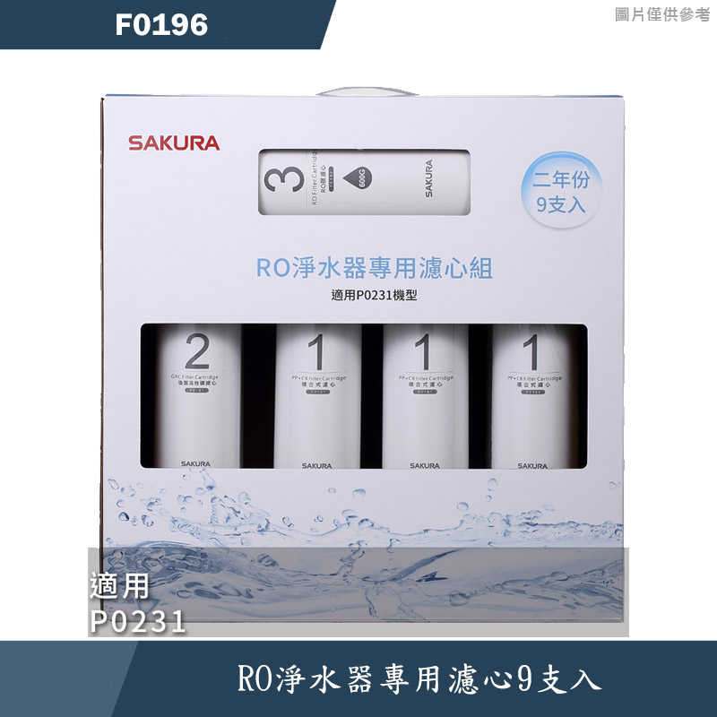 櫻花【F0196】RO淨水器專用濾心9支入(二年份)適用P0231(無安裝)