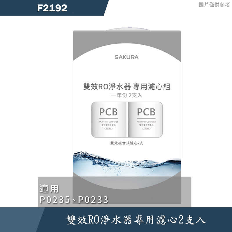 櫻花【F2192】雙效RO淨水器專用濾心2支入(一年份)適用P0235/P0233(無安裝)