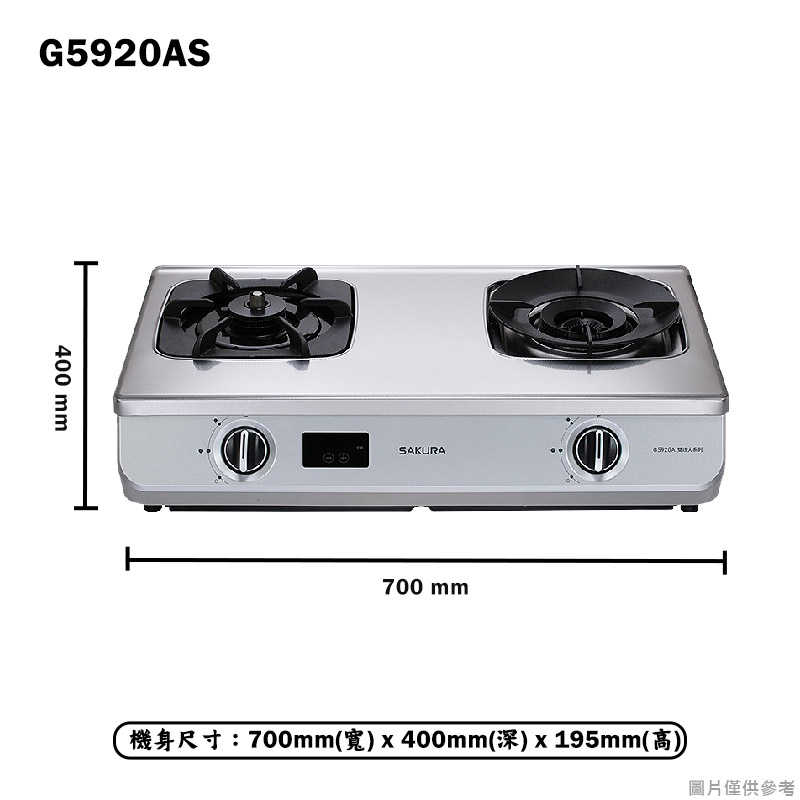 (廚藝系列)櫻花【G5920AS_NG1】智動關雙炫火安全瓦斯爐-天然氣 含全台安裝