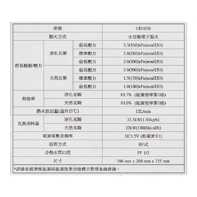 櫻花【GH1039_NG1】10L 屋外型熱水器(天然氣)(含全台安裝)