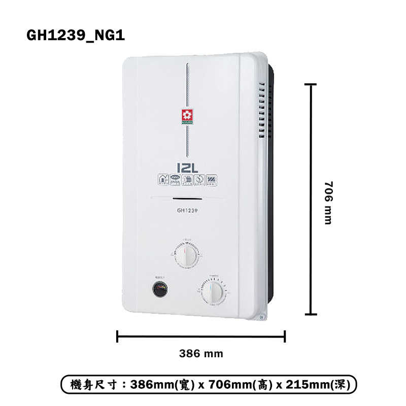 櫻花【GH1239_NG1】12L屋外型熱水器(天然氣)(含全台安裝)