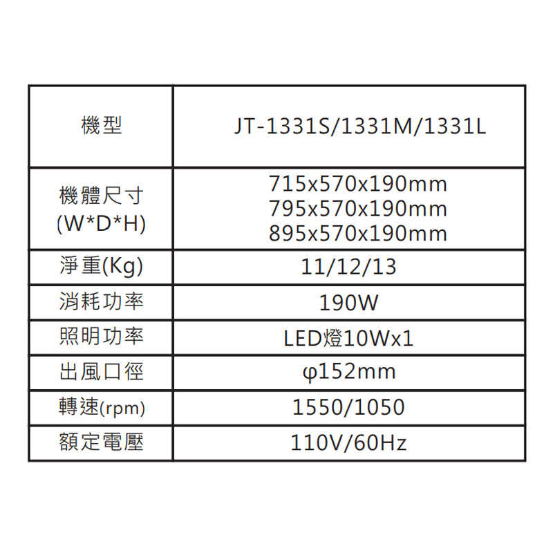 喜特麗【JT-1331L】90cm標準型排油煙機-不鏽鋼(含標準安裝)