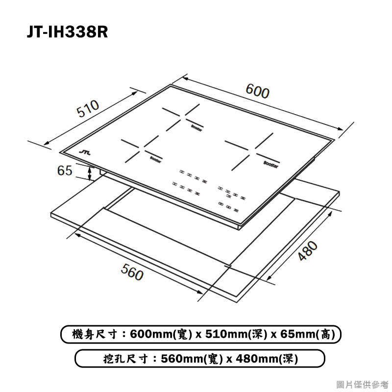 喜特麗【JT-IH338R】60cm三口IH智能連動 微晶調理爐(黑) (含標準安裝)