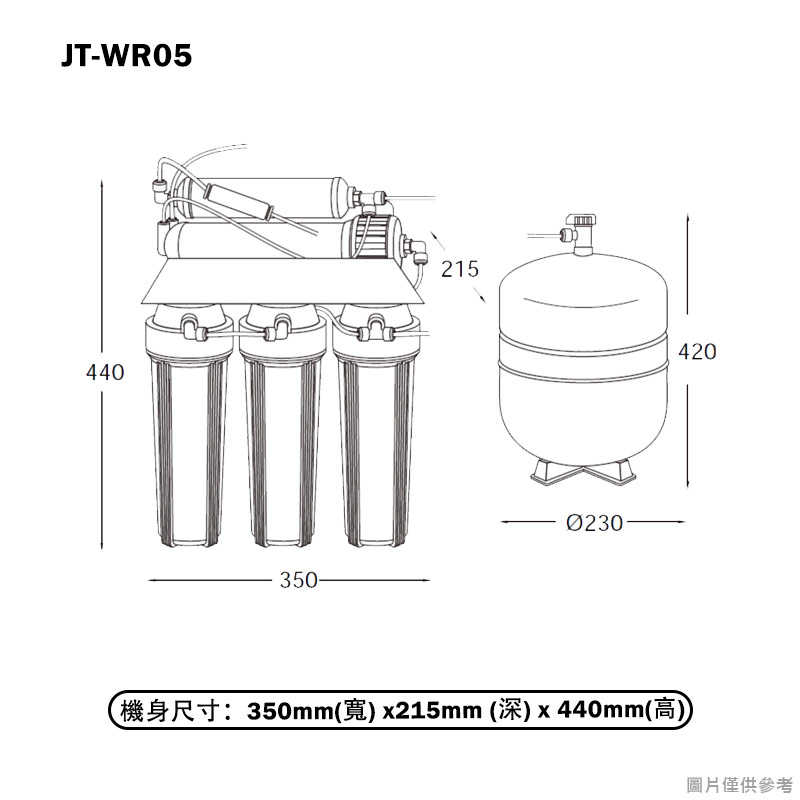 喜特麗【JT-WR05】五道式 RO淨水器-無龍頭(含標準安裝)